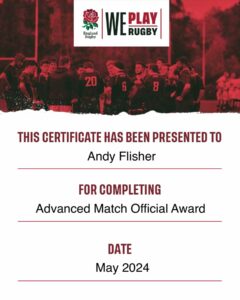 Busy season to complete this, but incredibly worthwhile and an opportunity to meet and work with other officials “We are delighted to inform you that you have successfully completed the requirements of the Advanced Match Official Award for the 2023/24 season. You are now a qualified Level Three England Rugby Match Official!” 🏉 #rugbyref #amoa